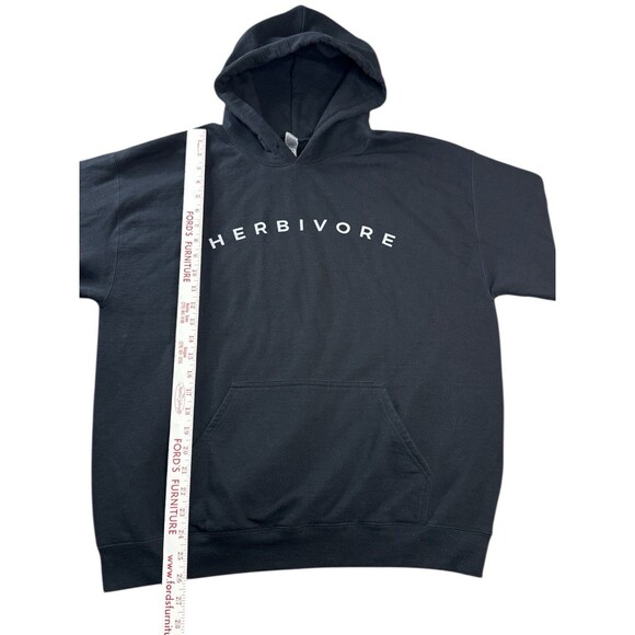 Men’s Black Gildan Hoodie Herbivore Vegan Graphic Large Heavy Blend Vegan - Picture 4 of 8